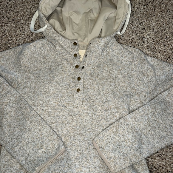Thread & Supply Snap Cozy‎ Hoodie Fleece Pullover Thermal Womens Sz Large Beige - Picture 4 of 11